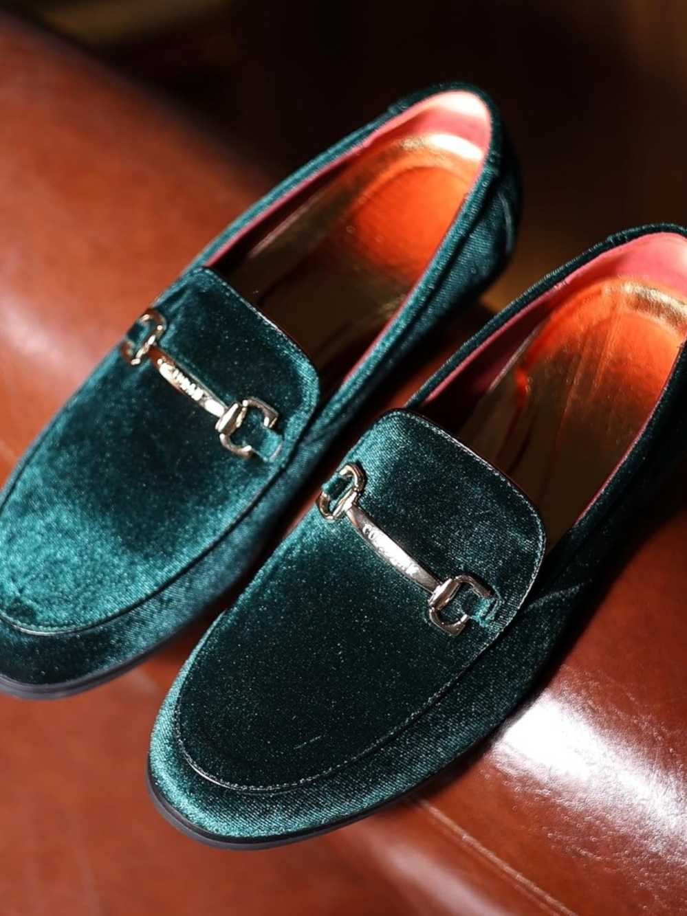 COSIDRAM Mens Dress Shoes Loafers Business Classic Suede Luxury Copper decal 9.5